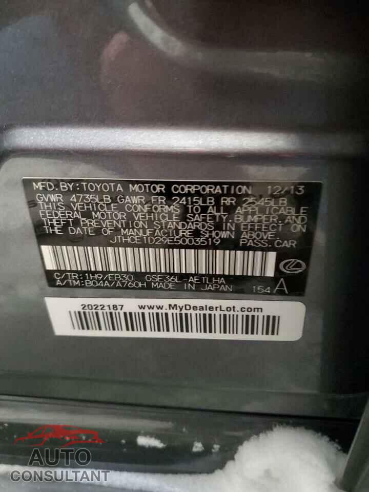 LEXUS IS 2014 - JTHCE1D29E5003519