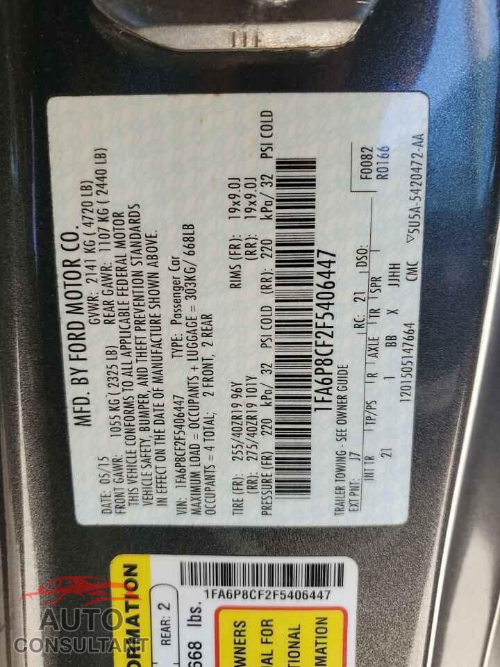 FORD MUSTANG 2015 - 1FA6P8CF2F5406447