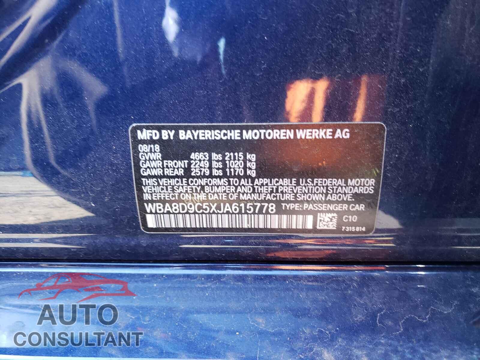 BMW 3 SERIES 2018 - WBA8D9C5XJA615778