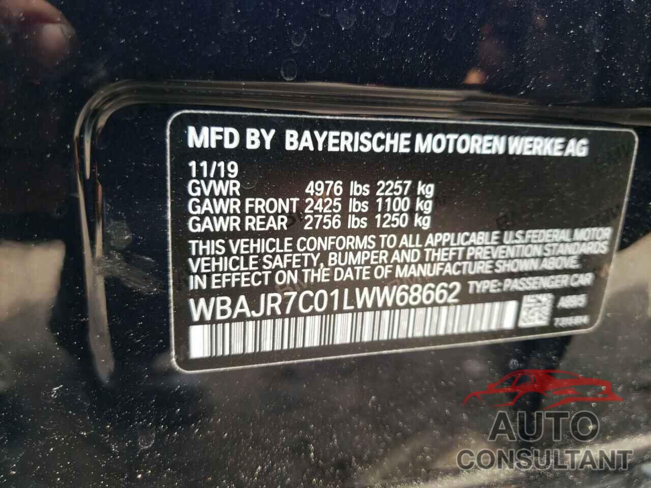 BMW 5 SERIES 2020 - WBAJR7C01LWW68662