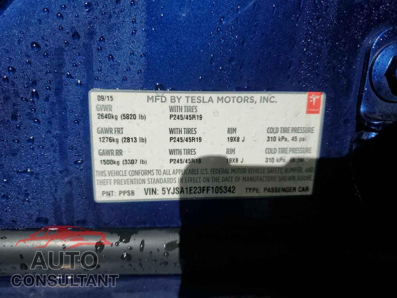 TESLA MODEL S 2015 - 5YJSA1E23FF105342