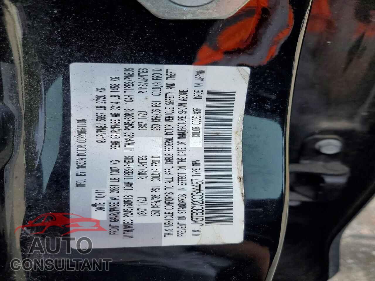 MAZDA CX-9 2012 - JM3TB3CV2C0344487