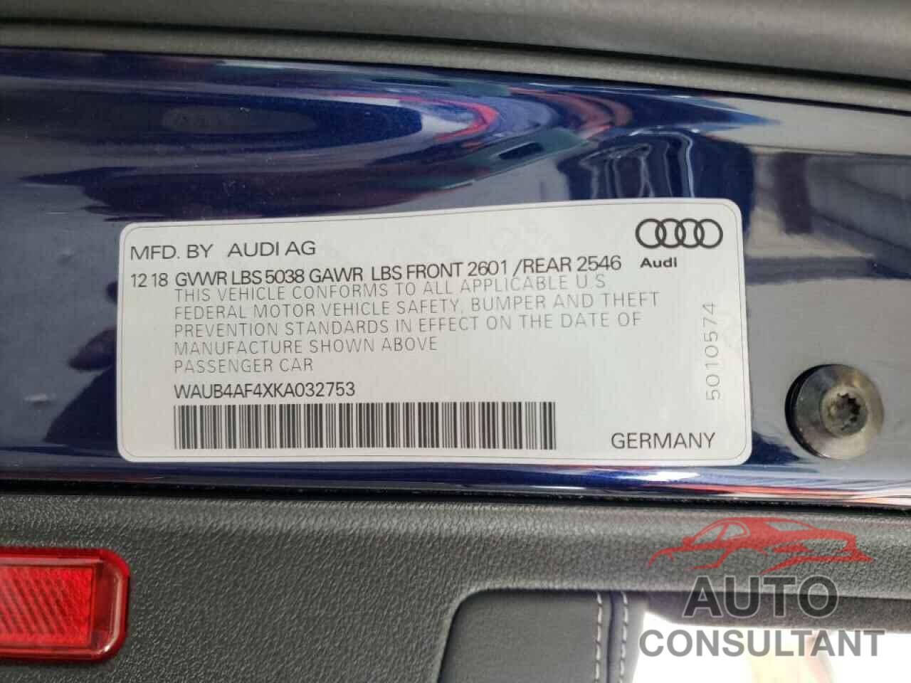 AUDI S4/RS4 2019 - WAUB4AF4XKA032753