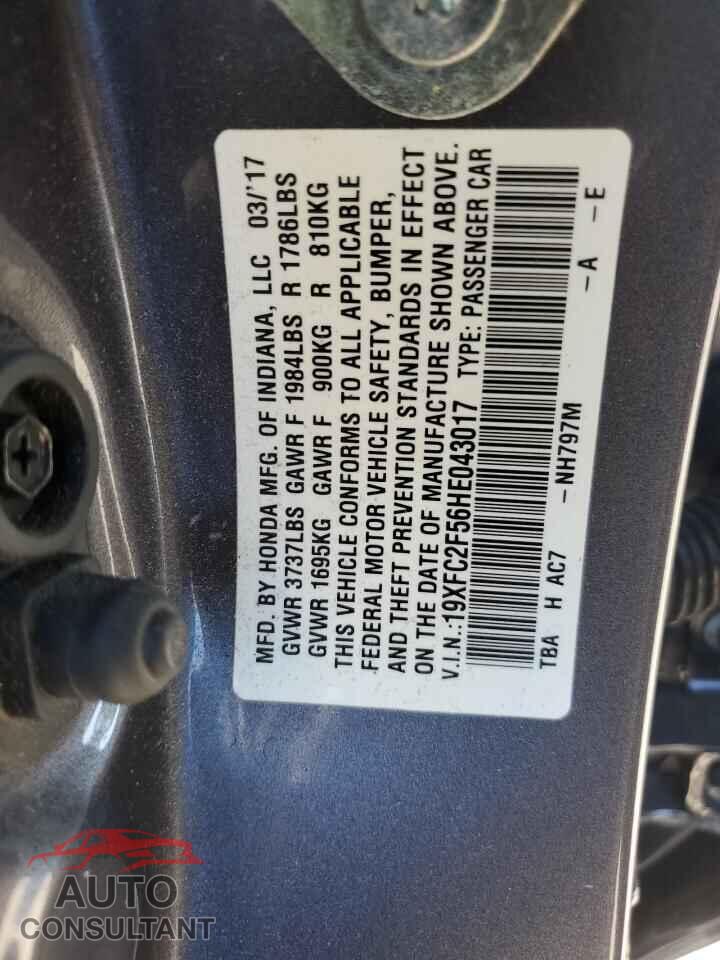 HONDA CIVIC 2017 - 19XFC2F56HE043017