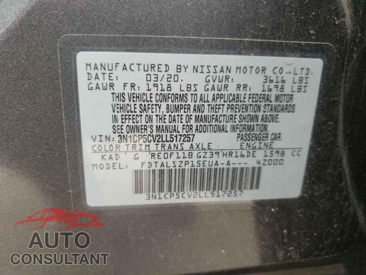 NISSAN KICKS 2020 - 3N1CP5CV2LL517257