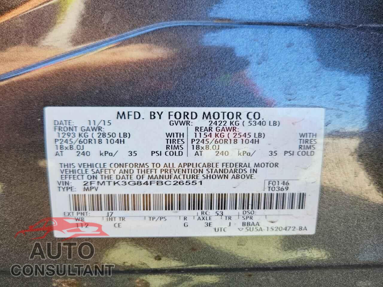 FORD EDGE 2015 - 2FMTK3G84FBC26551