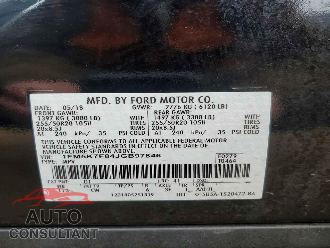 FORD EXPLORER 2018 - 1FM5K7F84JGB97846