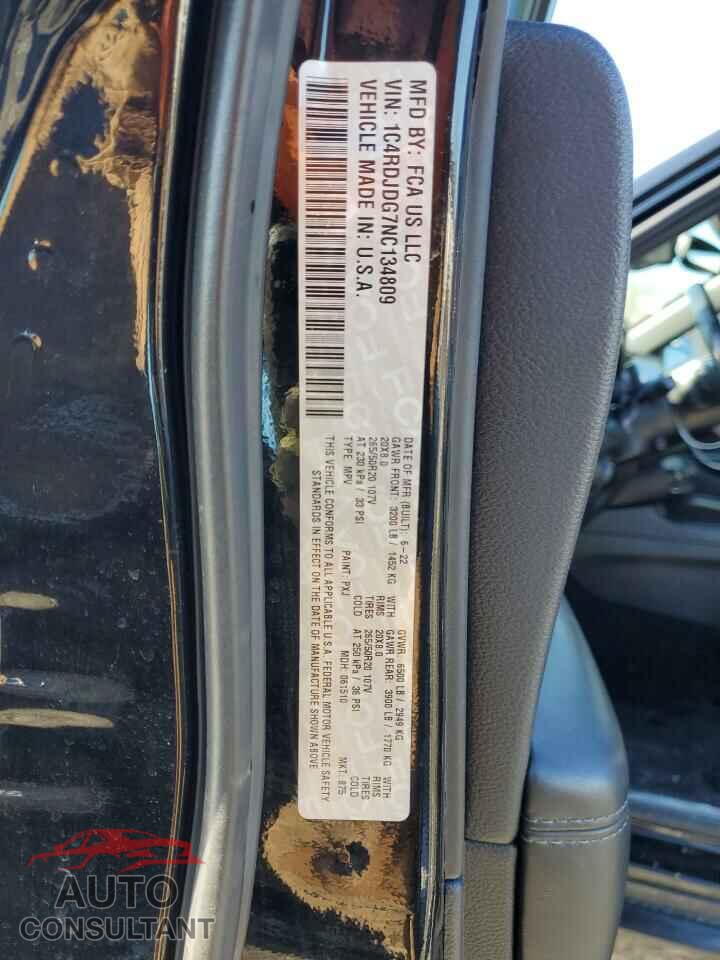 DODGE DURANGO 2022 - 1C4RDJDG7NC134809
