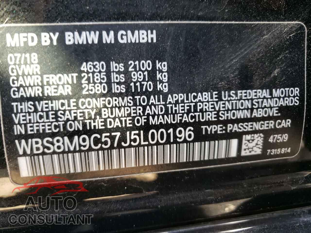 BMW M3 2018 - WBS8M9C57J5L00196