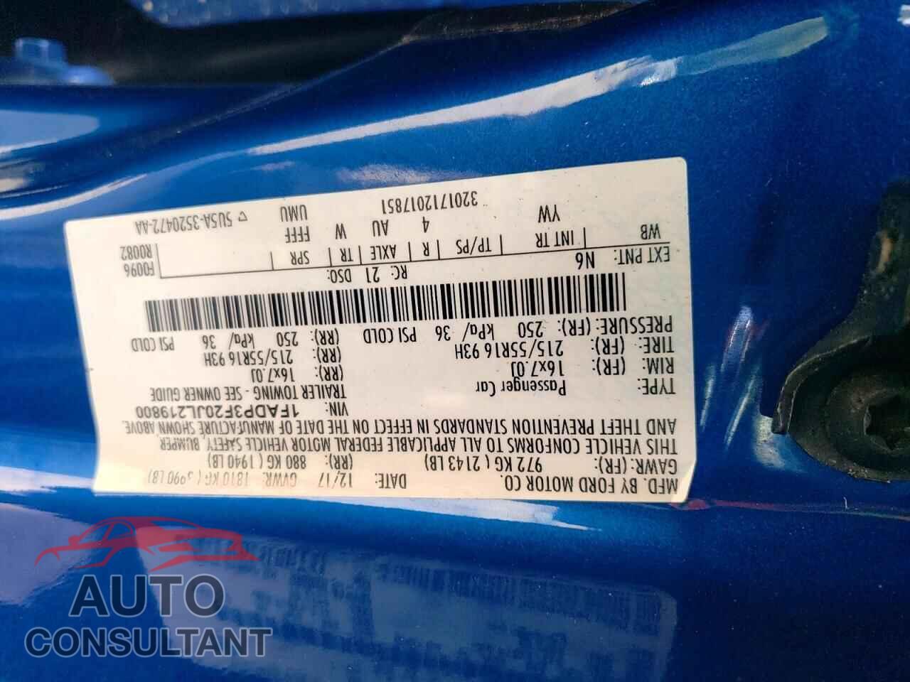 FORD FOCUS 2018 - 1FADP3F20JL219800