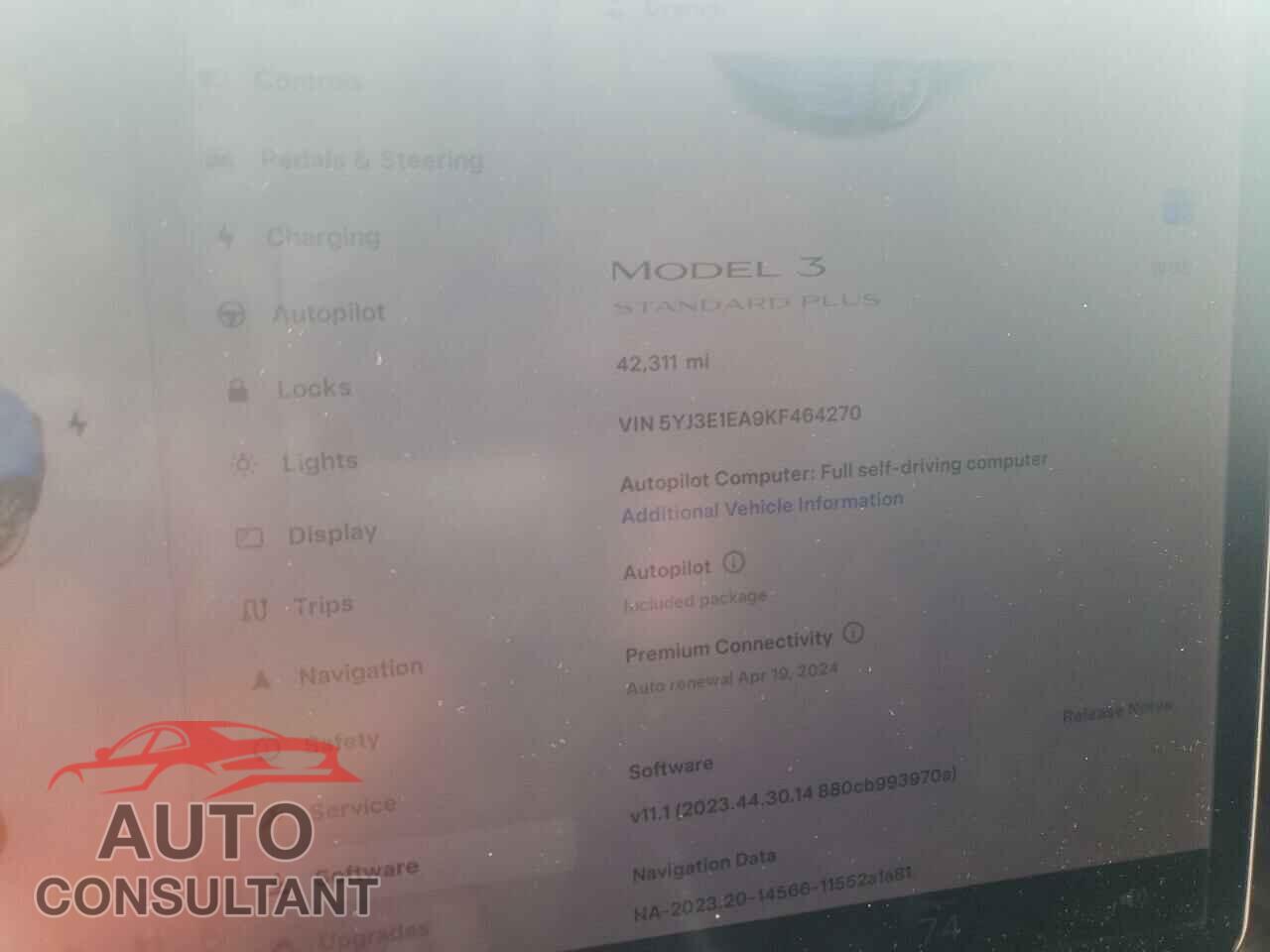 TESLA MODEL 3 2019 - 5YJ3E1EA9KF464270