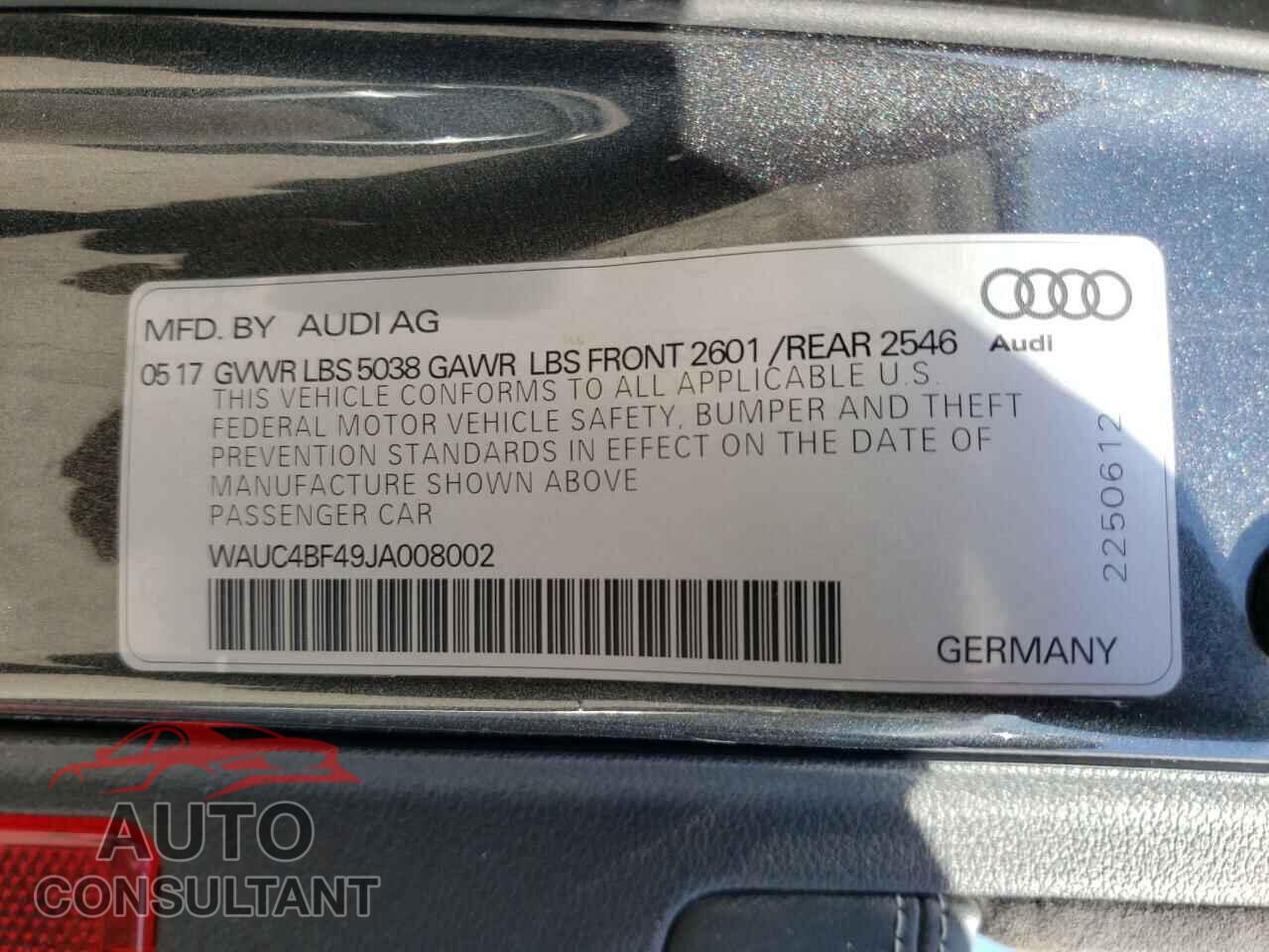 AUDI S4/RS4 2018 - WAUC4BF49JA008002