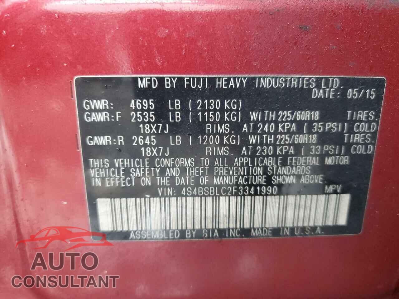SUBARU OUTBACK 2015 - 4S4BSBLC2F3341990