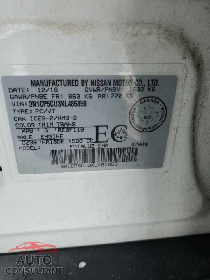 NISSAN KICKS 2019 - 3N1CP5CU3KL485859