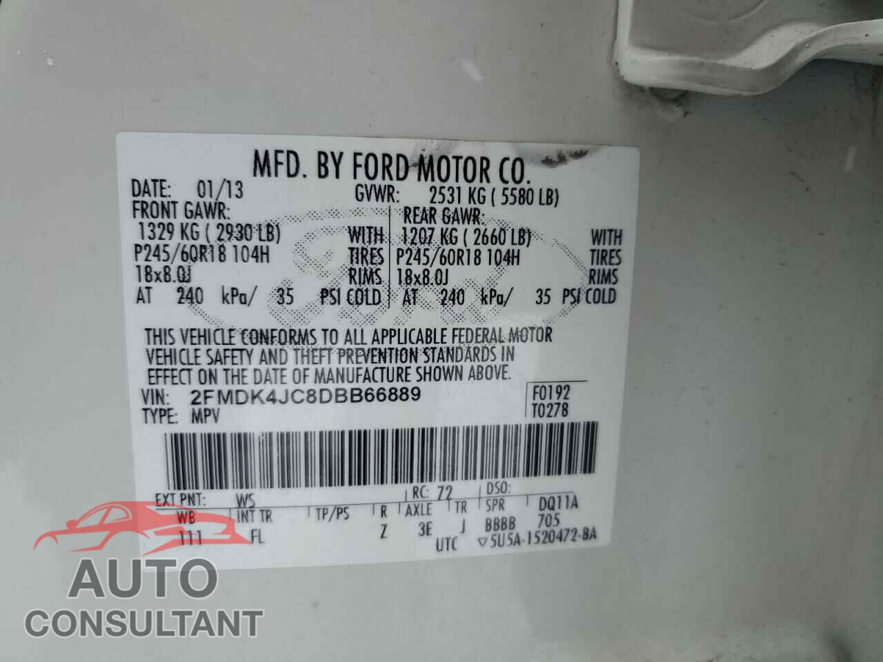 FORD EDGE 2013 - 2FMDK4JC8DBB66889