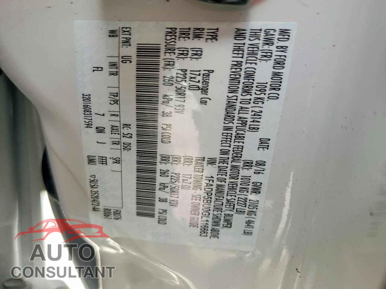 FORD CMAX 2016 - 1FADP5BU0GL116663