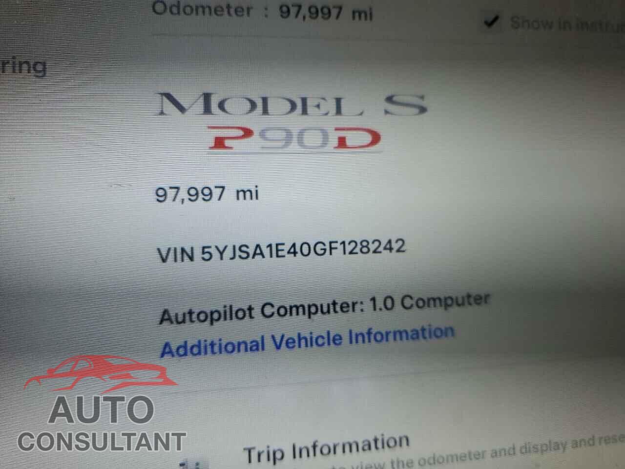 TESLA MODEL S 2016 - 5YJSA1E40GF128242