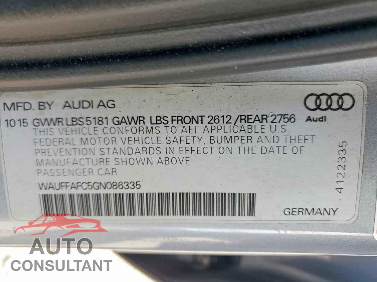 AUDI A6 2016 - WAUFFAFC5GN086335