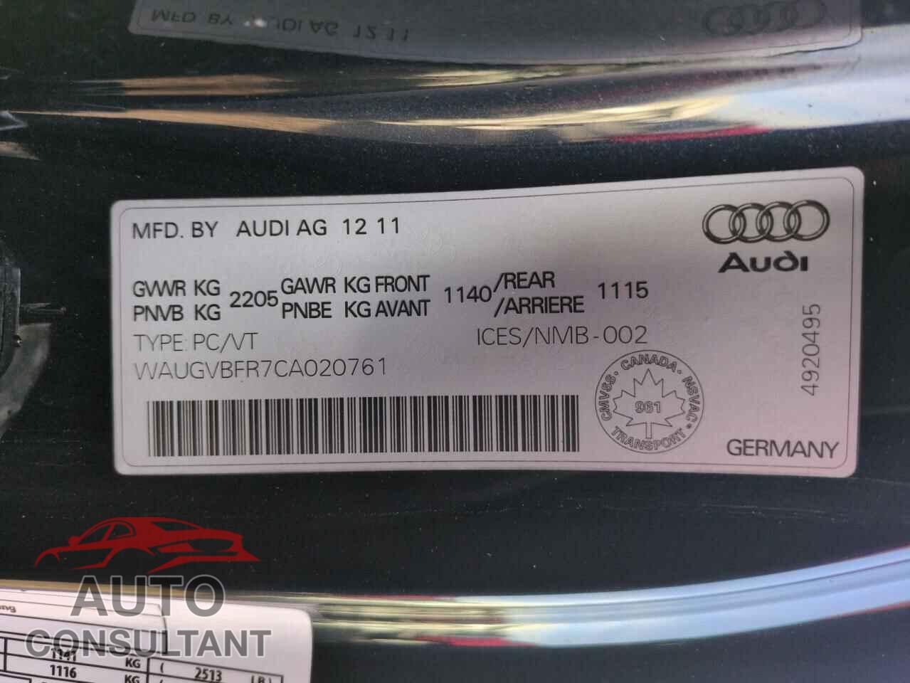 AUDI S5/RS5 2012 - WAUGVBFR7CA020761