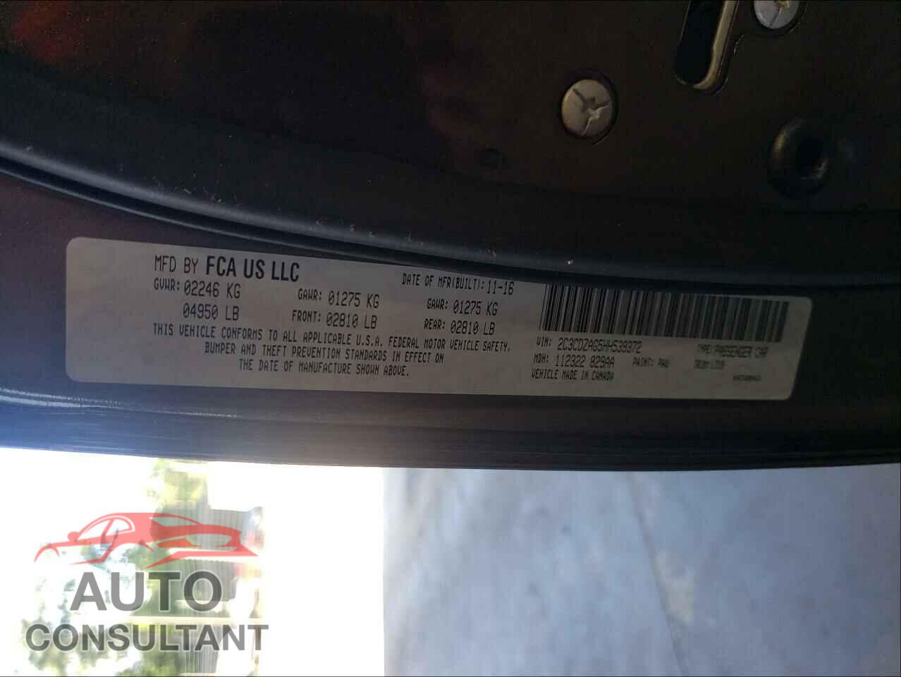 DODGE CHALLENGER 2017 - 2C3CDZAG5HH539372