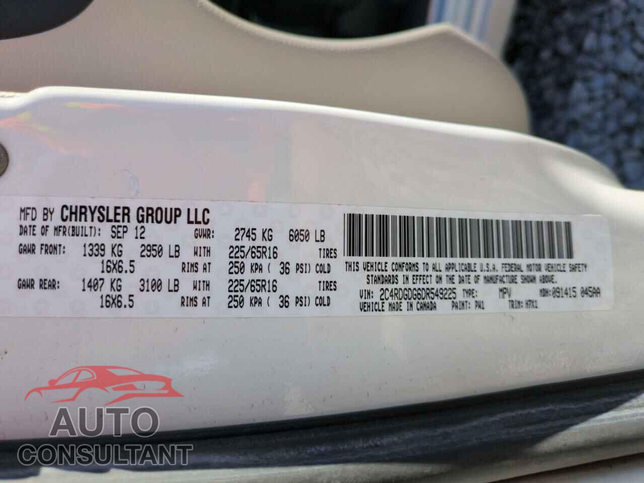 DODGE CARAVAN 2013 - 2C4RDGDG6DR549225