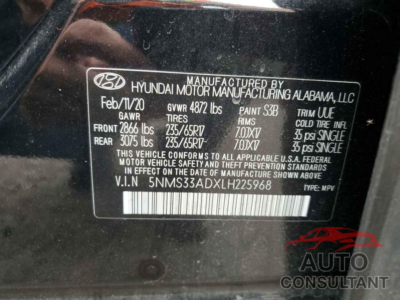 HYUNDAI SANTA FE 2020 - 5NMS33ADXLH225968