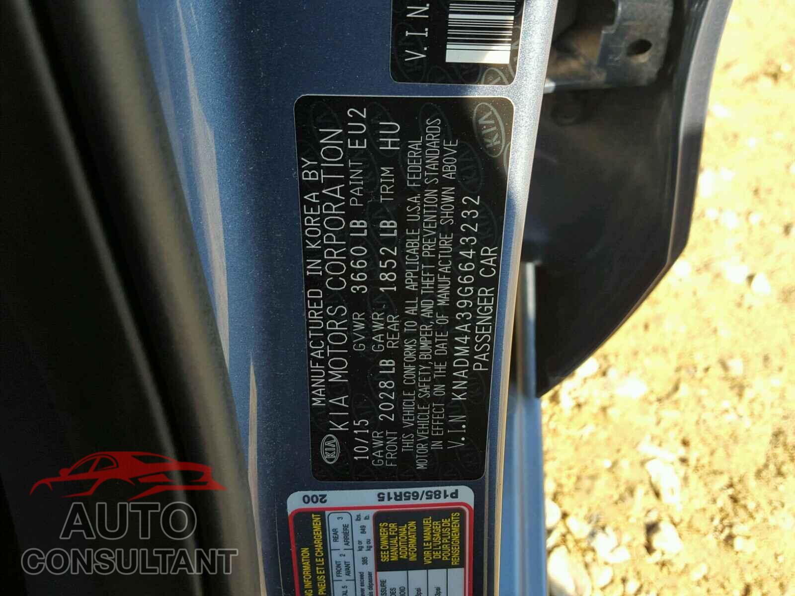 KIA RIO 2016 - KNADM4A39G6643232