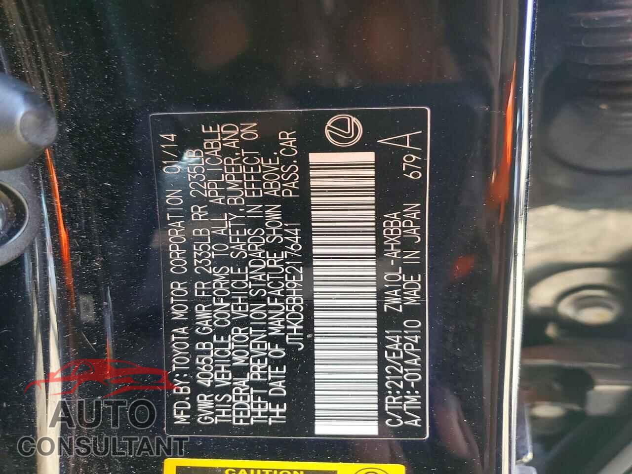 LEXUS CT 200 2014 - JTHKD5BH9E2176441