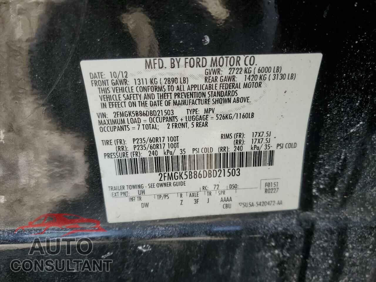 FORD FLEX 2013 - 2FMGK5B86DBD21503