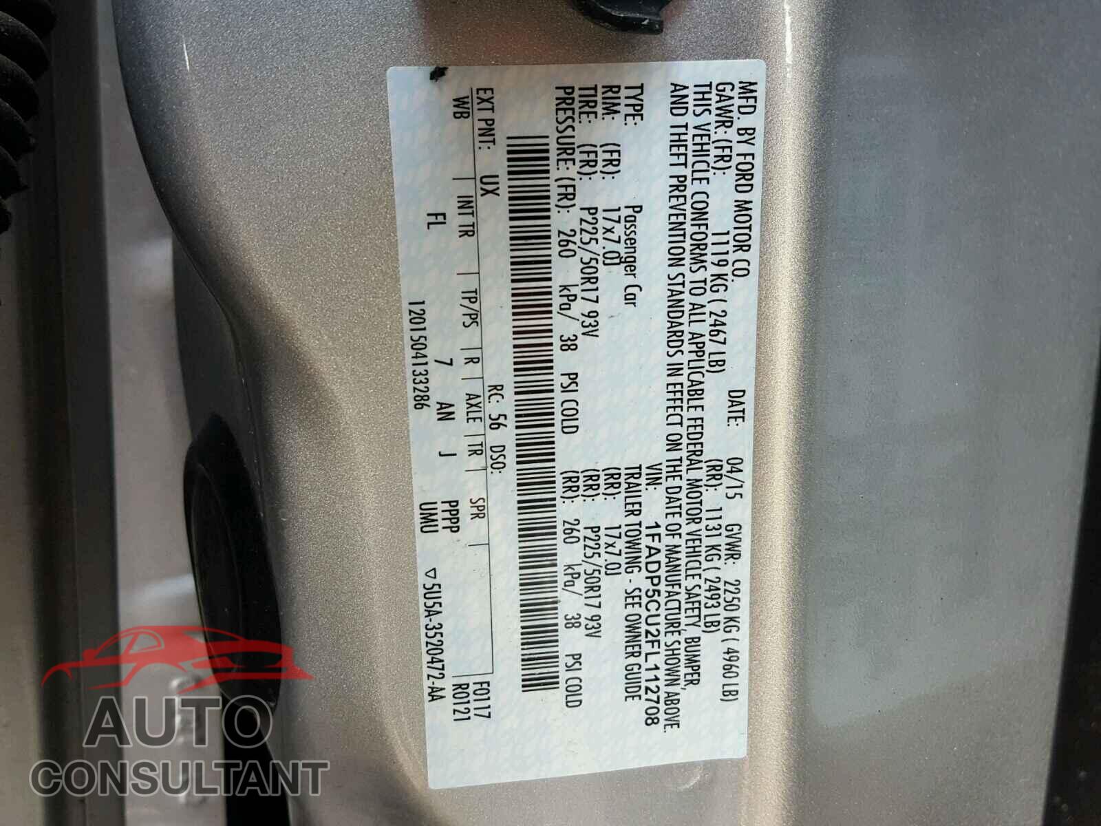 FORD CMAX 2015 - 1FADP5CU2FL112708