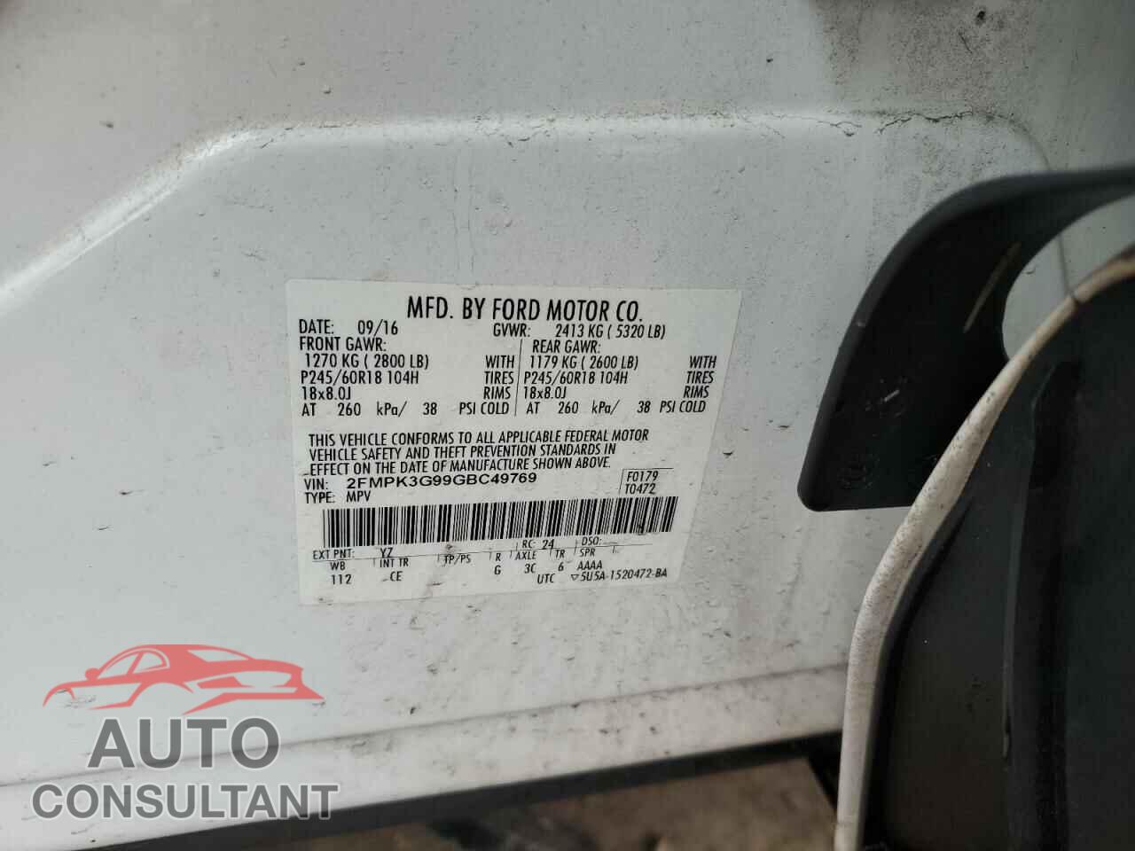 FORD EDGE 2016 - 2FMPK3G99GBC49769