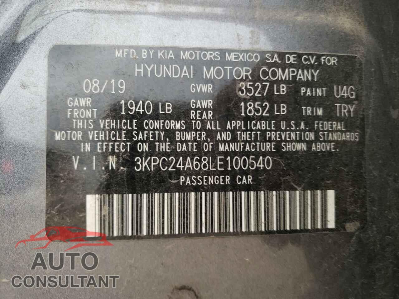 HYUNDAI ACCENT 2020 - 3KPC24A68LE100540