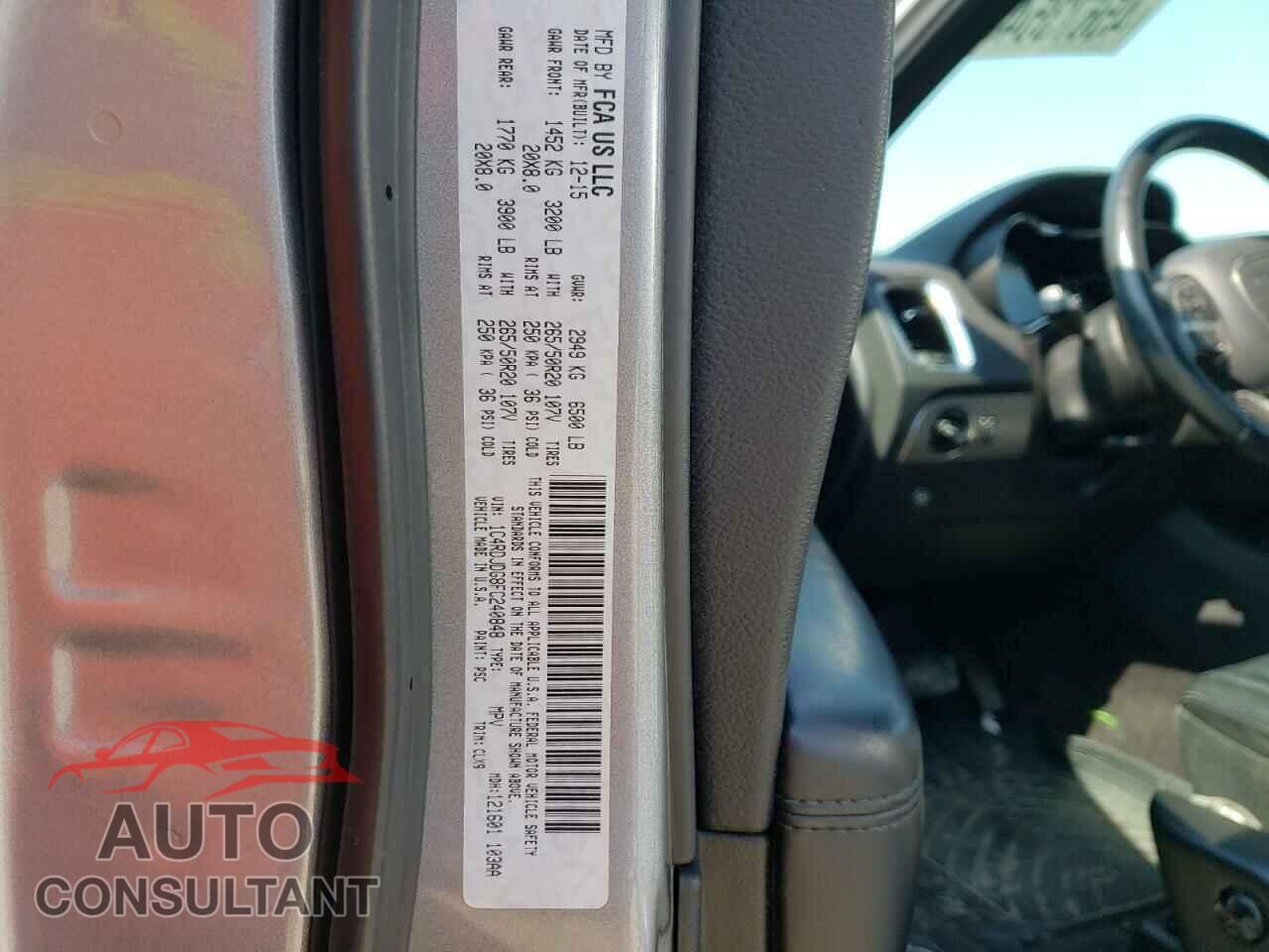 DODGE DURANGO 2015 - 1C4RDJDG8FC240848