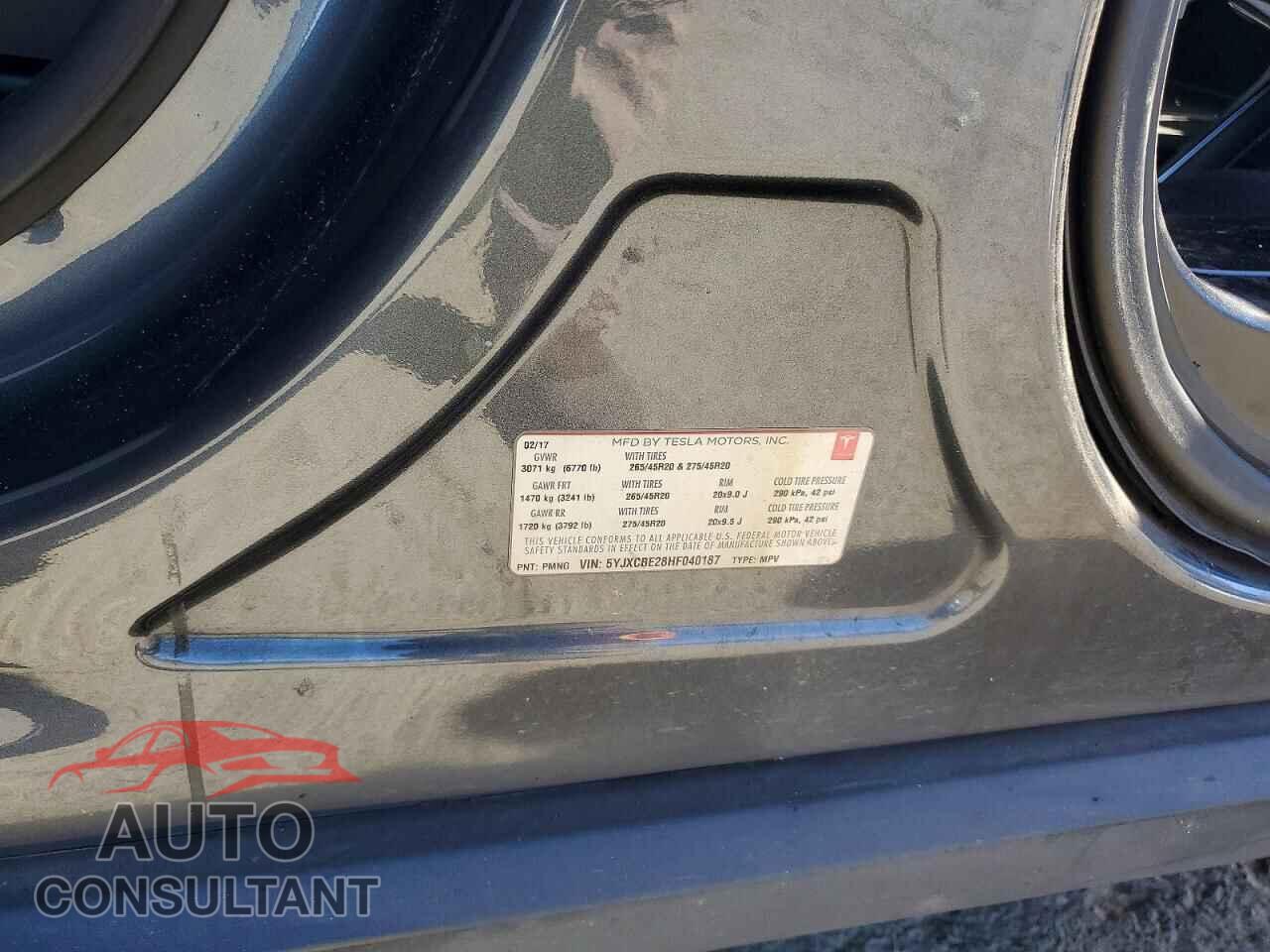 TESLA MODEL X 2017 - 5YJXCBE28HF040187