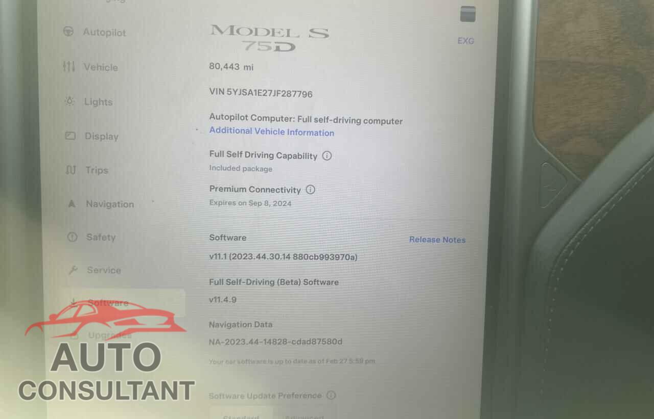 TESLA MODEL S 2018 - 5YJSA1E27JF287796
