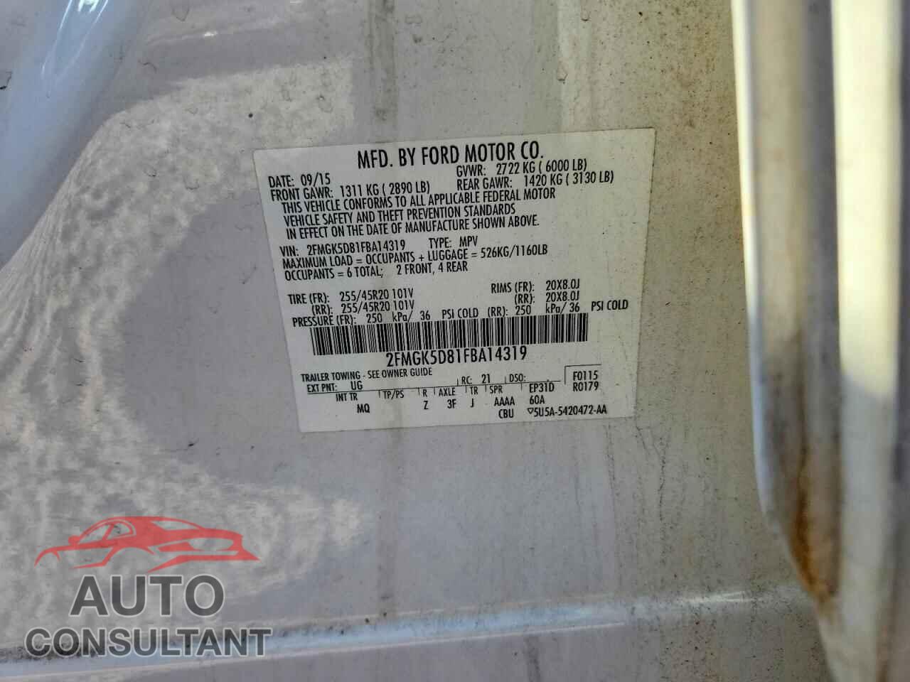 FORD FLEX 2015 - 2FMGK5D81FBA14319
