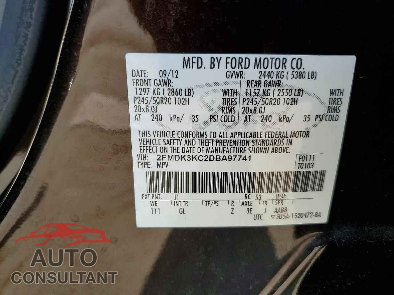 FORD EDGE 2013 - 2FMDK3KC2DBA97741
