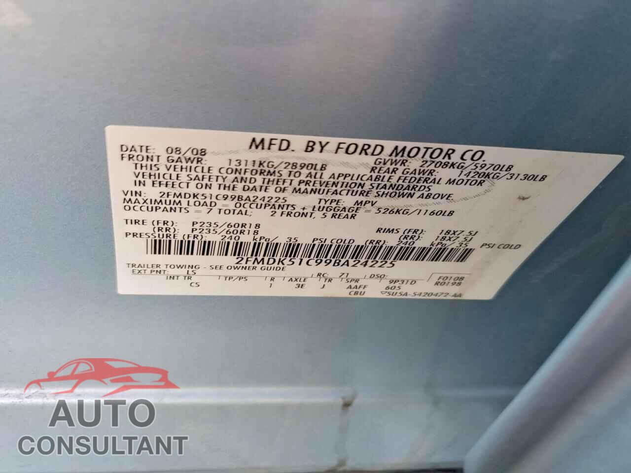 FORD FLEX 2009 - 2FMDK51C99BA24225