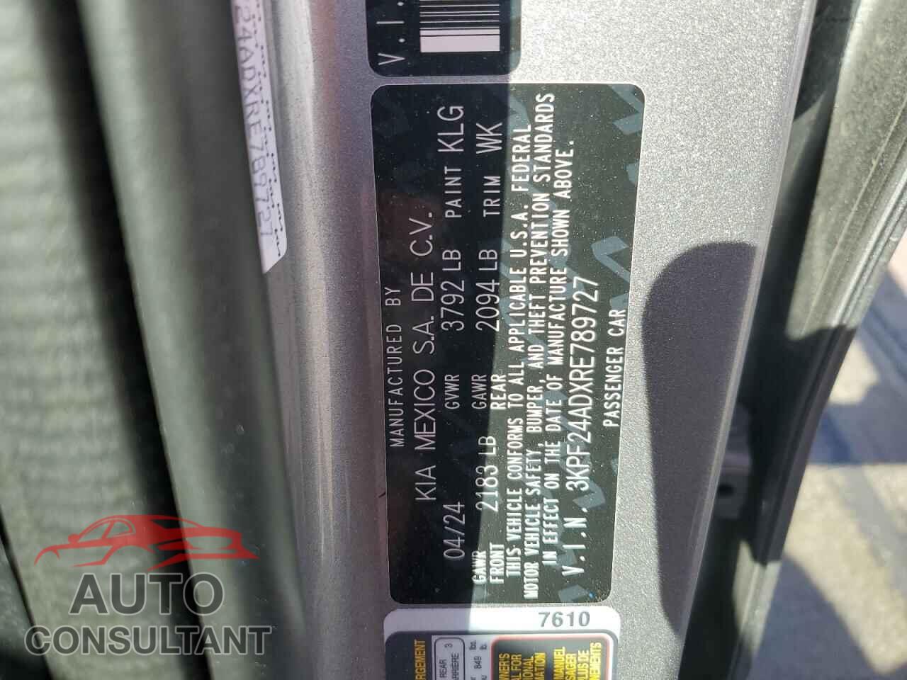 KIA FORTE 2024 - 3KPF24ADXRE789727