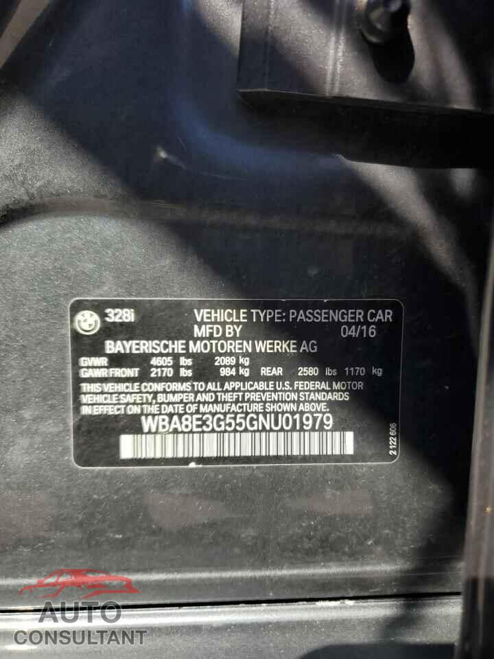 BMW 3 SERIES 2016 - WBA8E3G55GNU01979