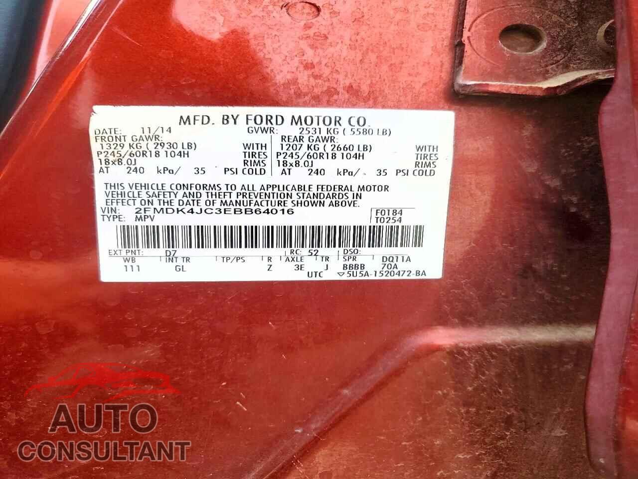 FORD EDGE 2014 - 2FMDK4JC3EBB64016
