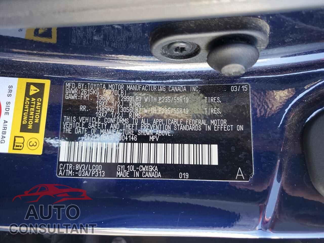 LEXUS RX450 2015 - 2T2ZB1BA3FC004146