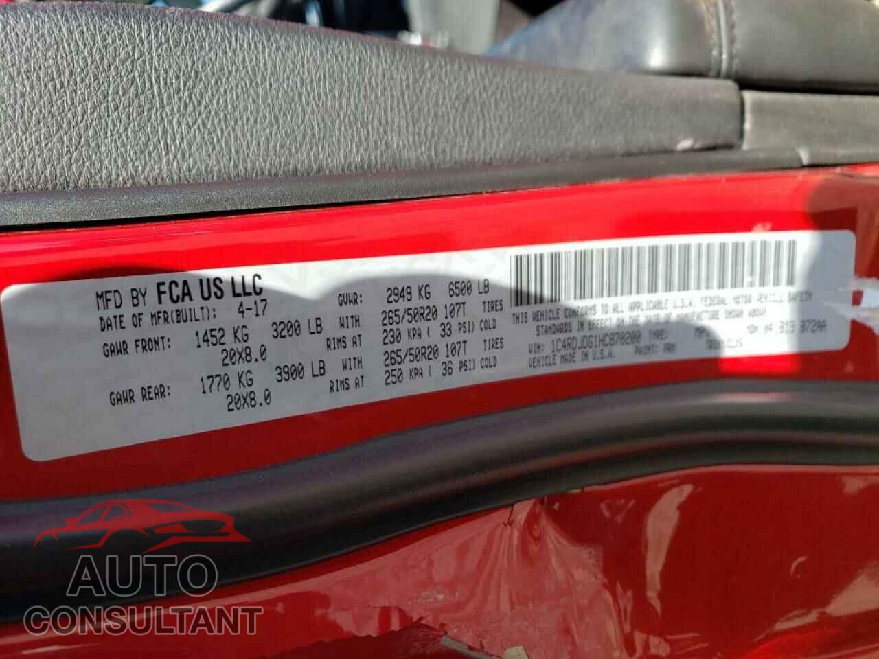 DODGE DURANGO 2017 - 1C4RDJDG1HC870200