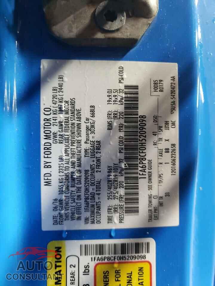 FORD MUSTANG 2017 - 1FA6P8CF0H5209098