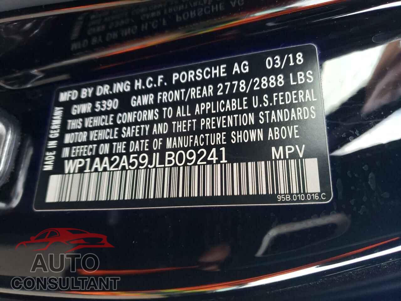 PORSCHE MACAN 2018 - WP1AA2A59JLB09241