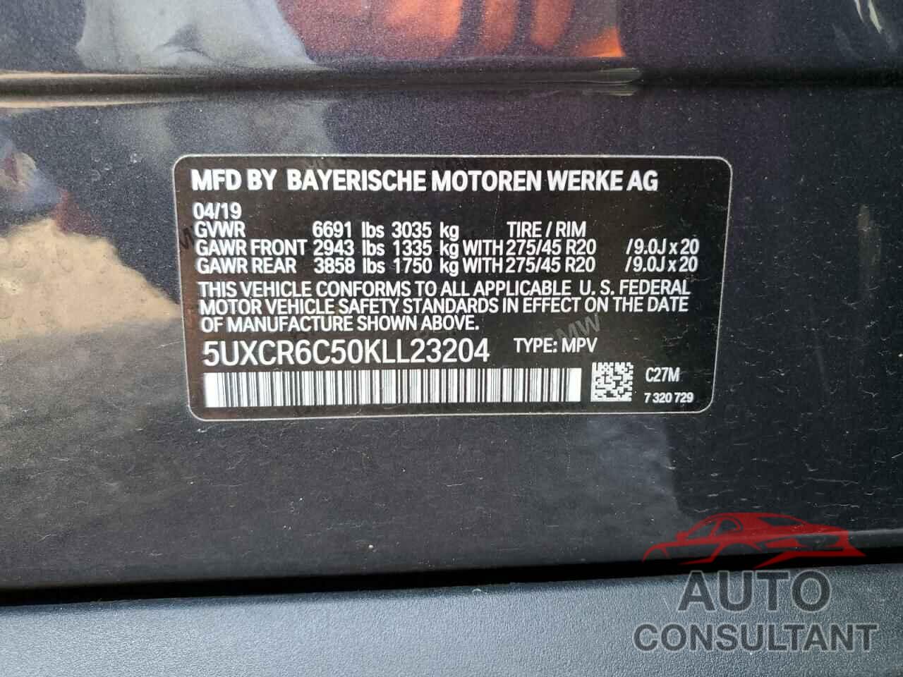 BMW X5 2019 - 5UXCR6C50KLL23204