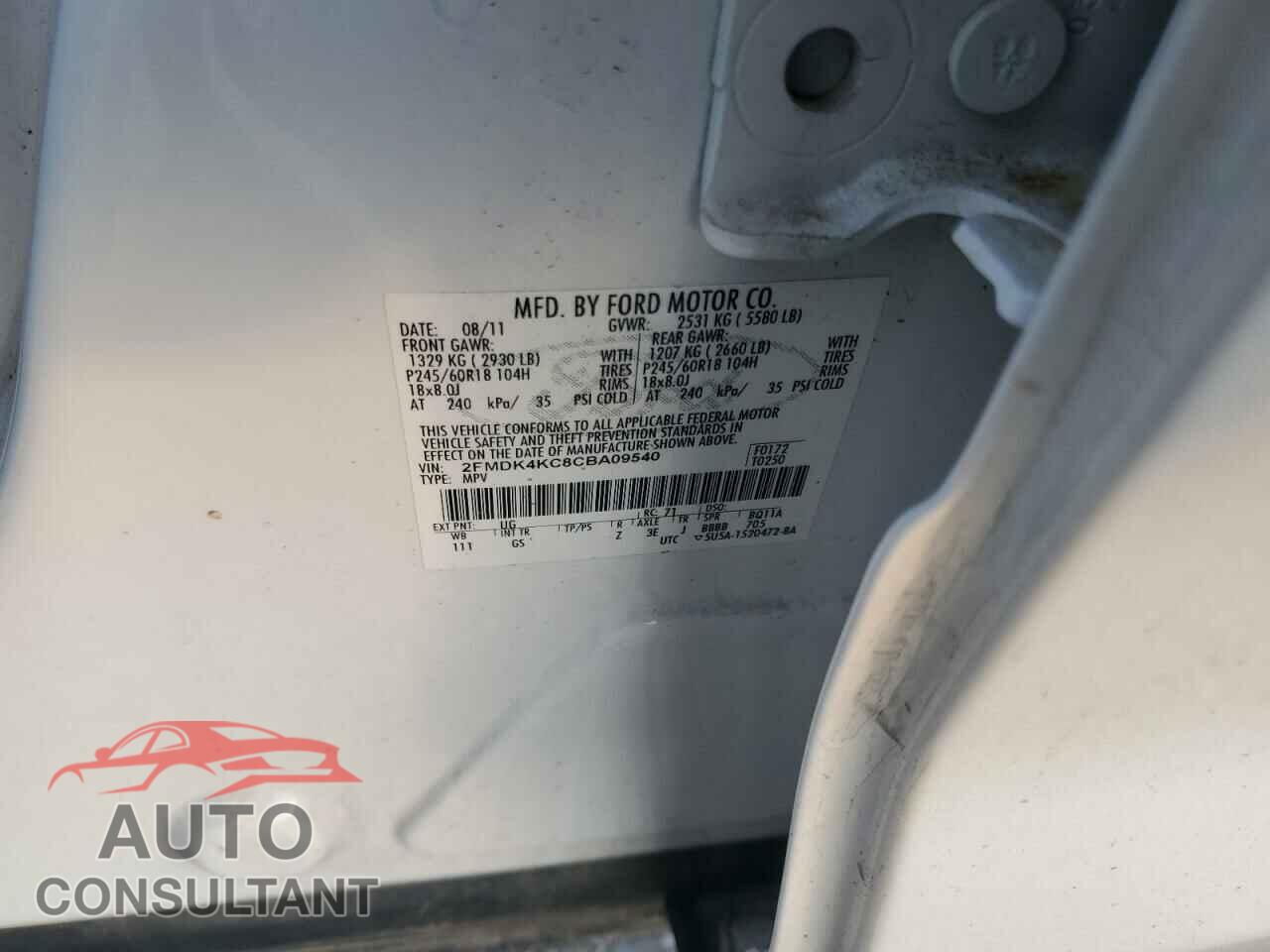 FORD EDGE 2012 - 2FMDK4KC8CBA09540