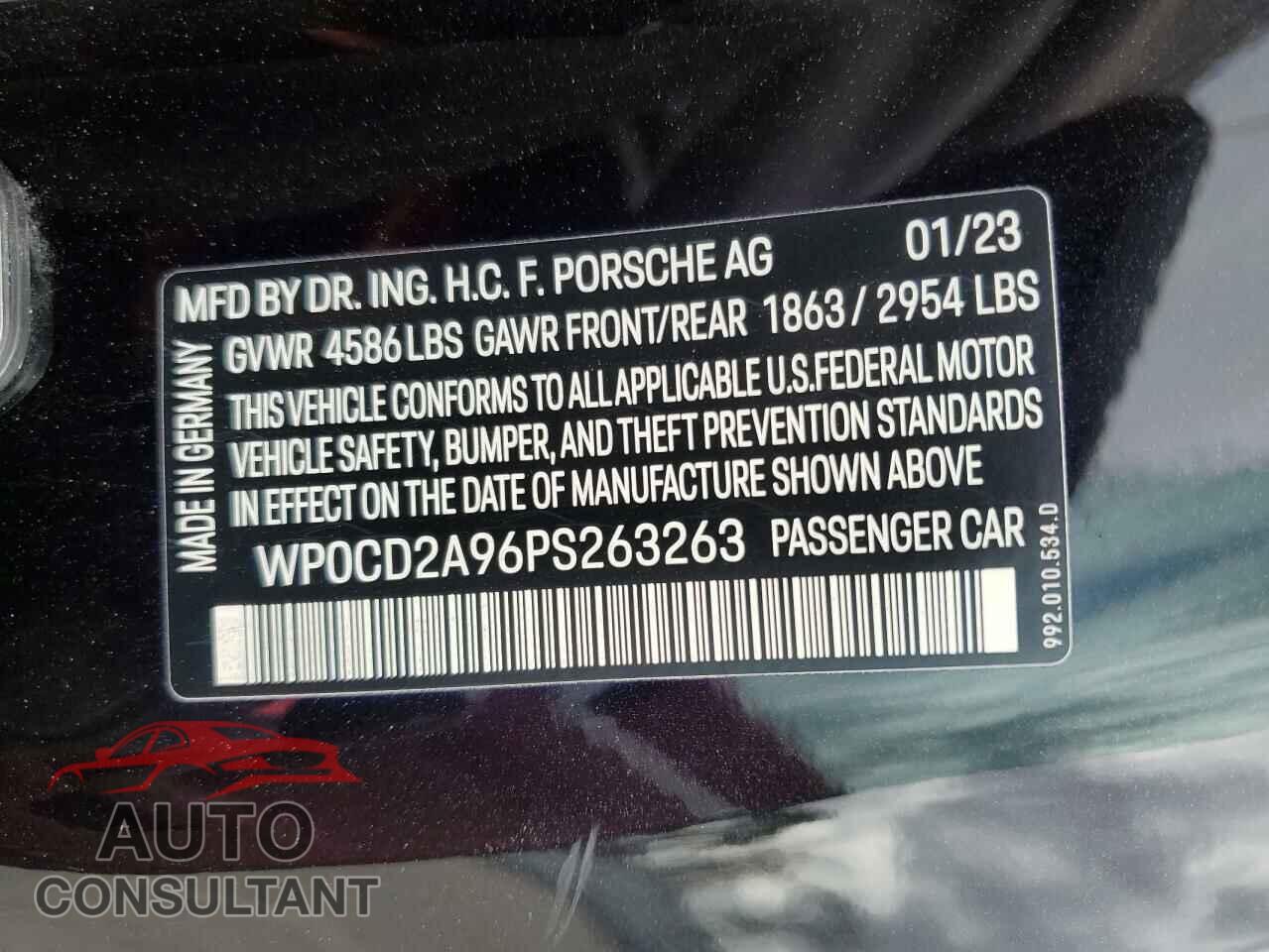 PORSCHE 911 2023 - WP0CD2A96PS263263
