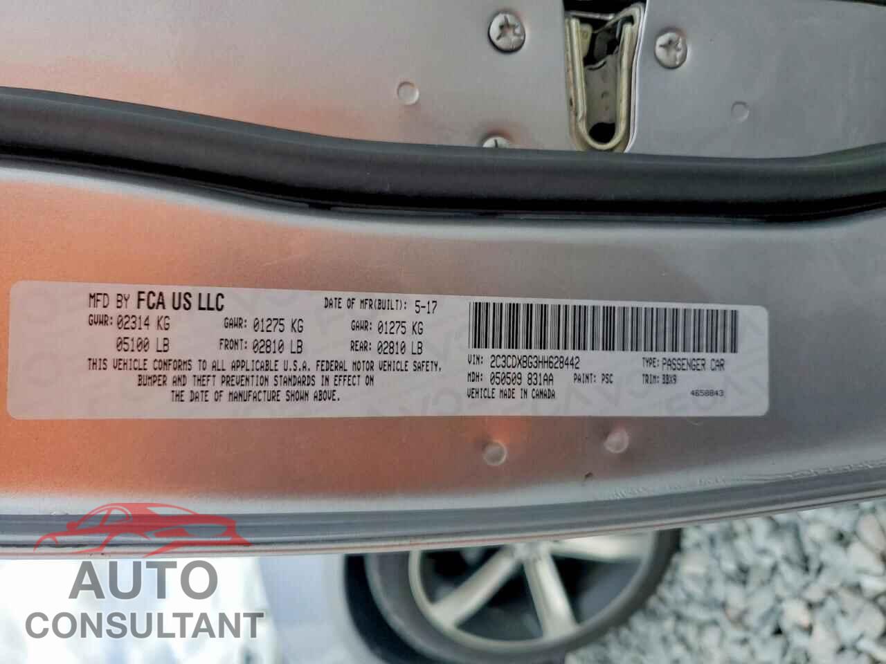 DODGE CHARGER 2017 - 2C3CDXBG3HH628442