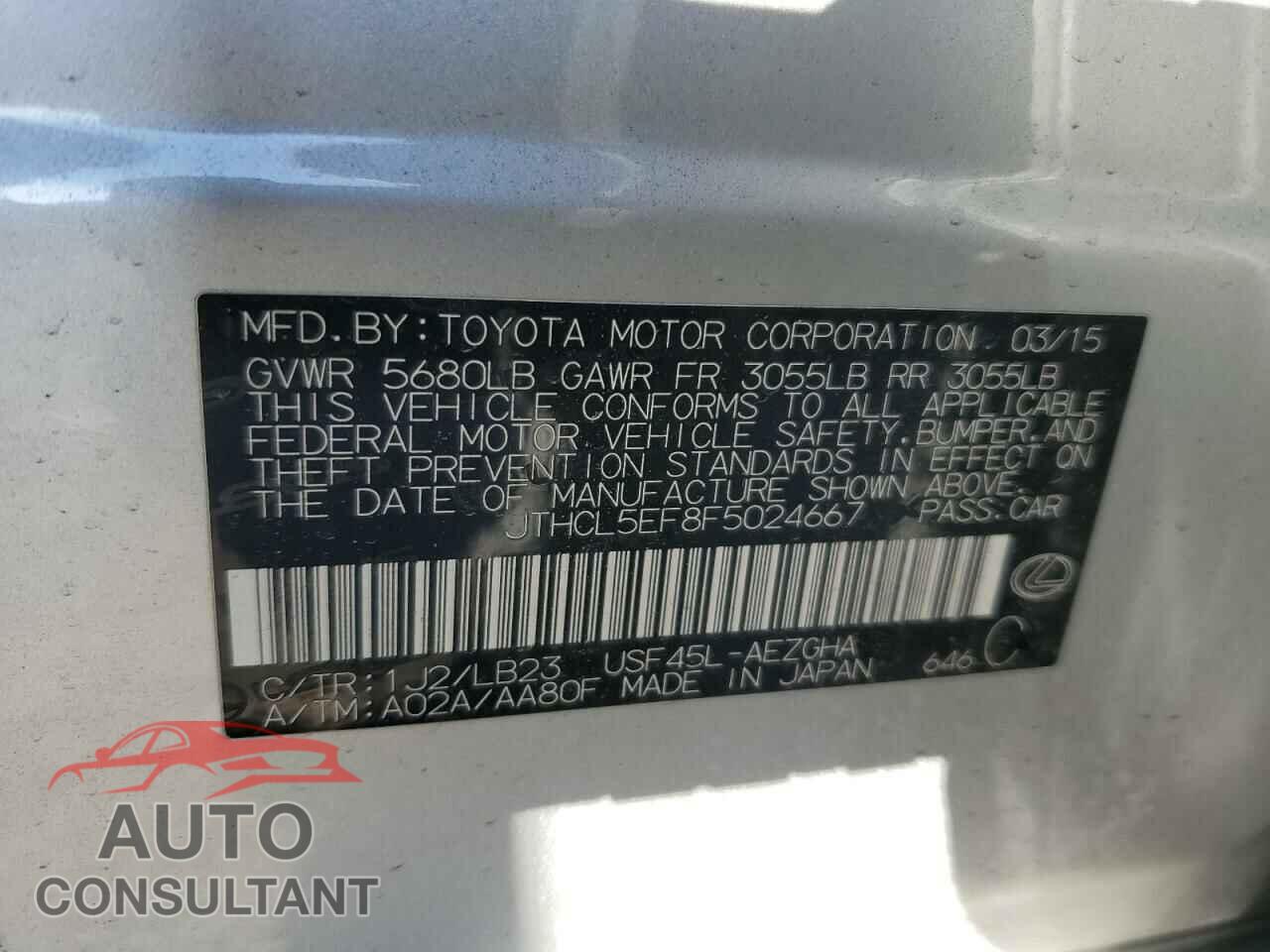 LEXUS LS460 2015 - JTHCL5EF8F5024667